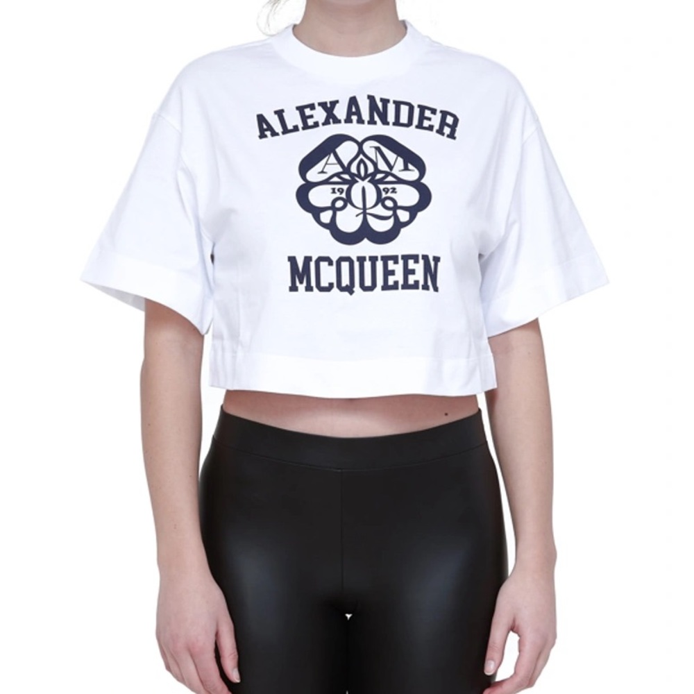 Alexander McQueen Cropped T-shirt Top White